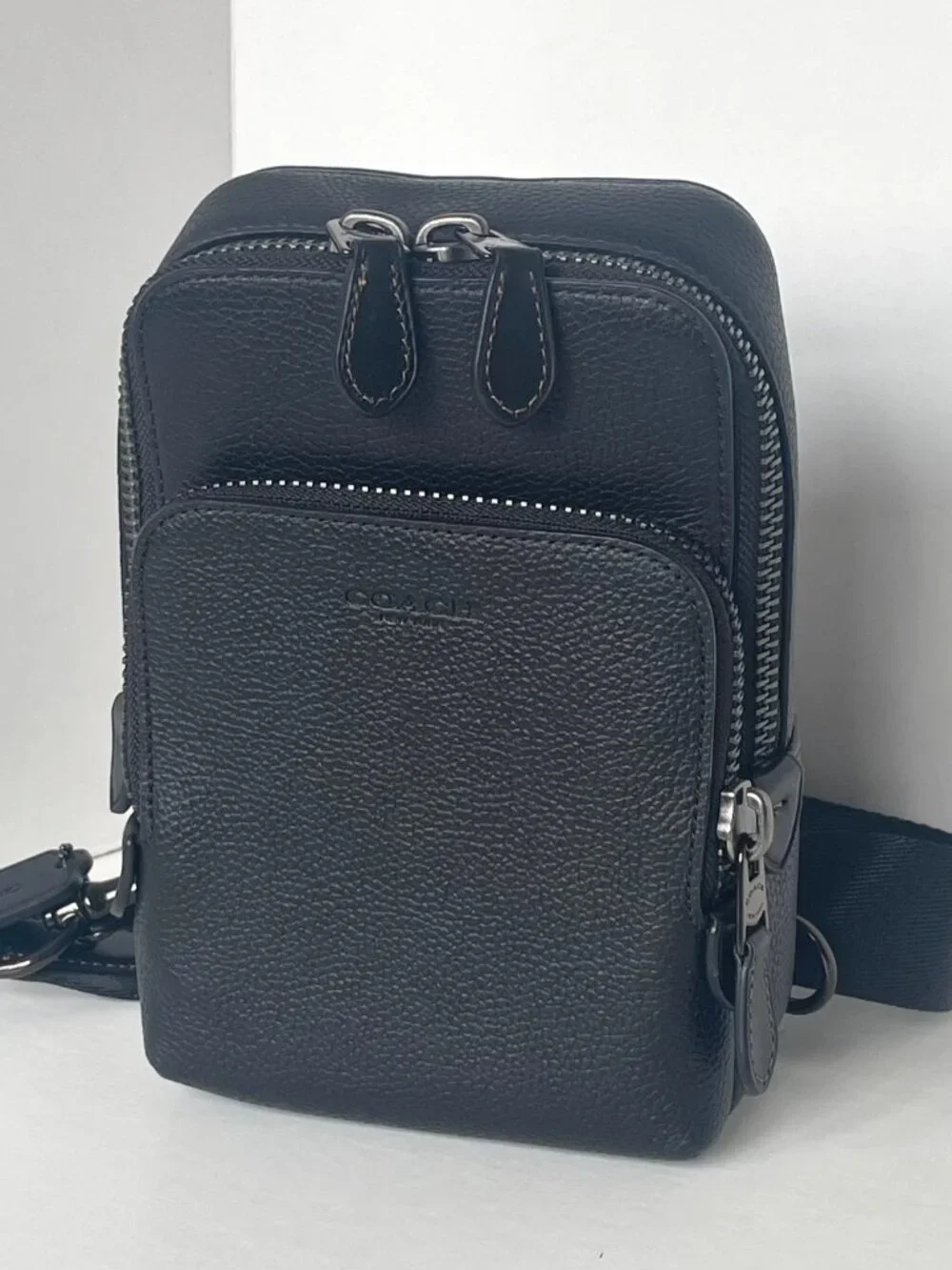 Coach Gotham Sling Pack 13 Black Pebbled Leather CR849 Bag